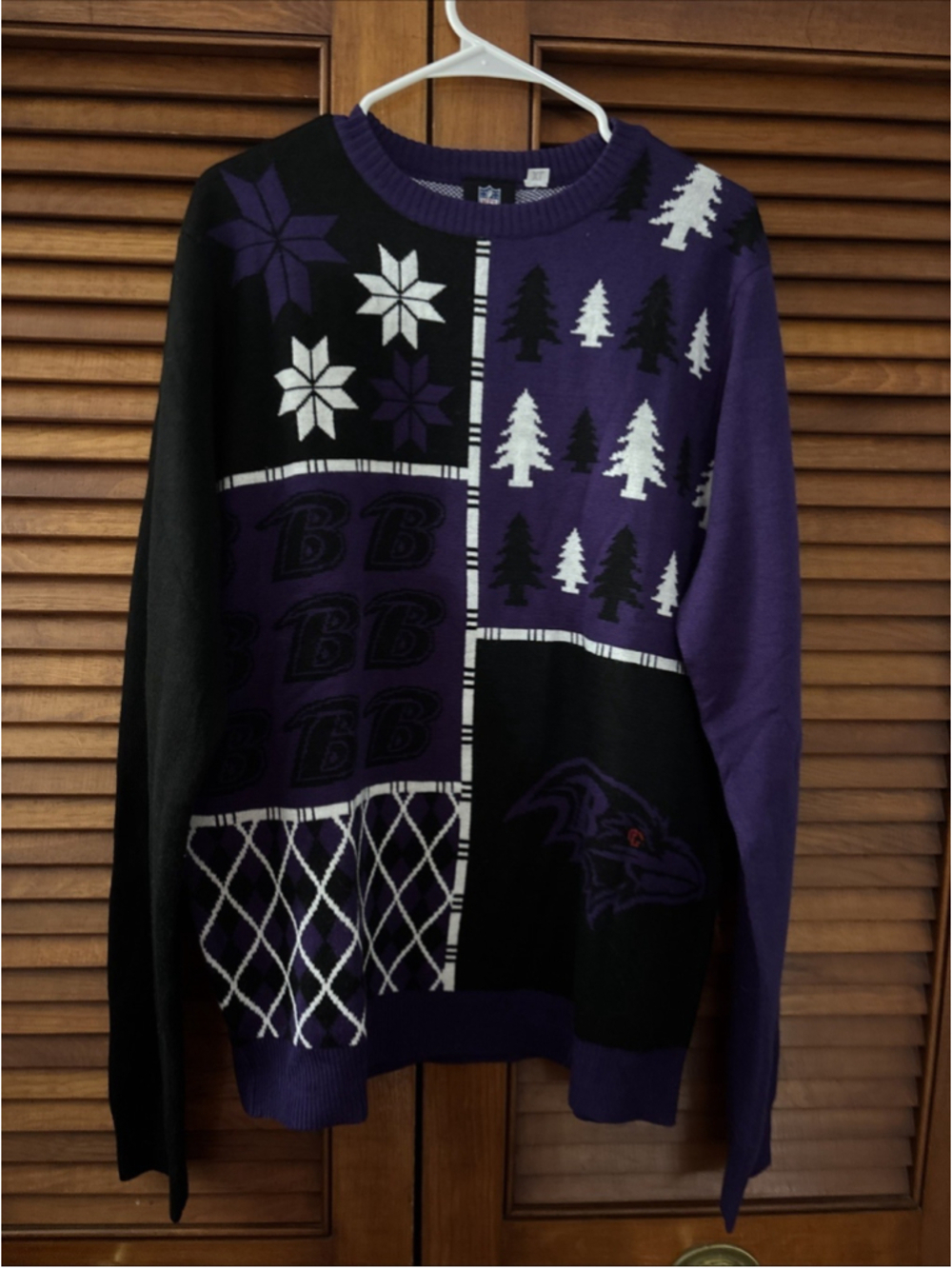 Baltimore Ravens Ugly Christmas Sweater Purple/Black NFL Team Apparel Size XL